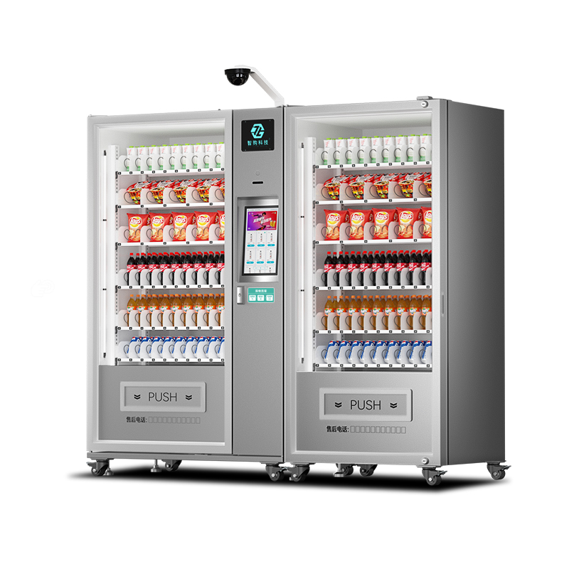 15.6寸120貨道閃光銀刷臉掃碼飲料食品自動(dòng)售貨機(jī)